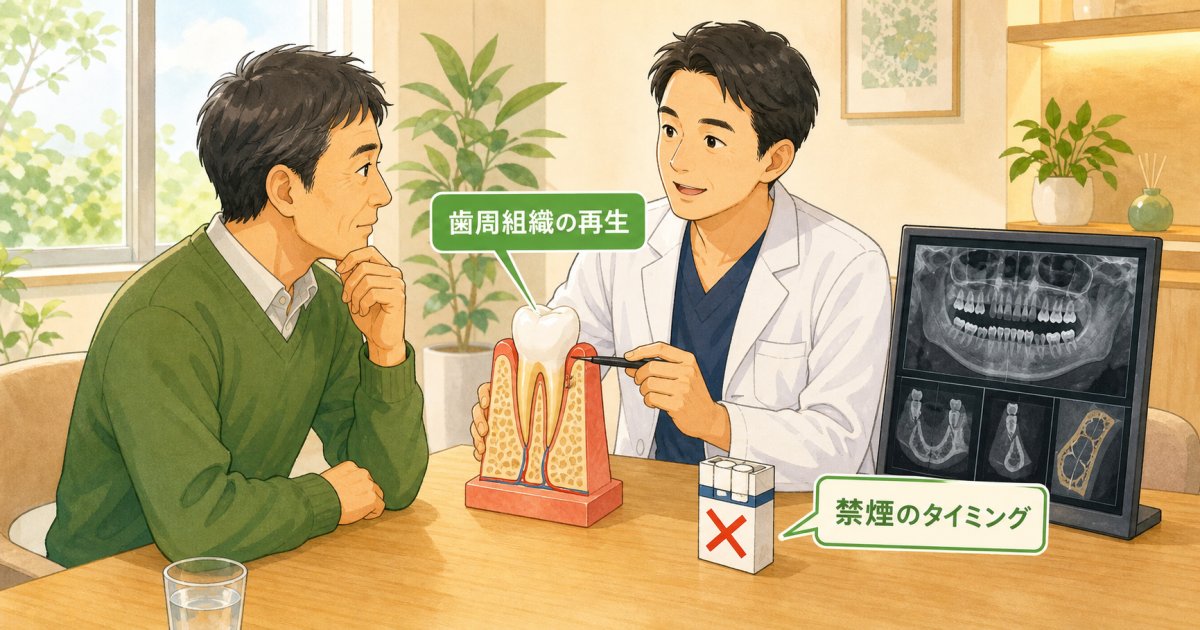 タバコを吸いながら歯周再生手術はできる？骨再生リスクと禁煙期間