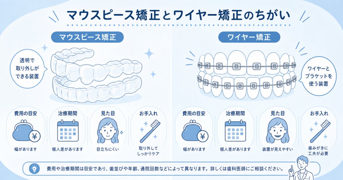 マウスピースとワイヤー矯正の違い｜30代の費用と期間の選び方